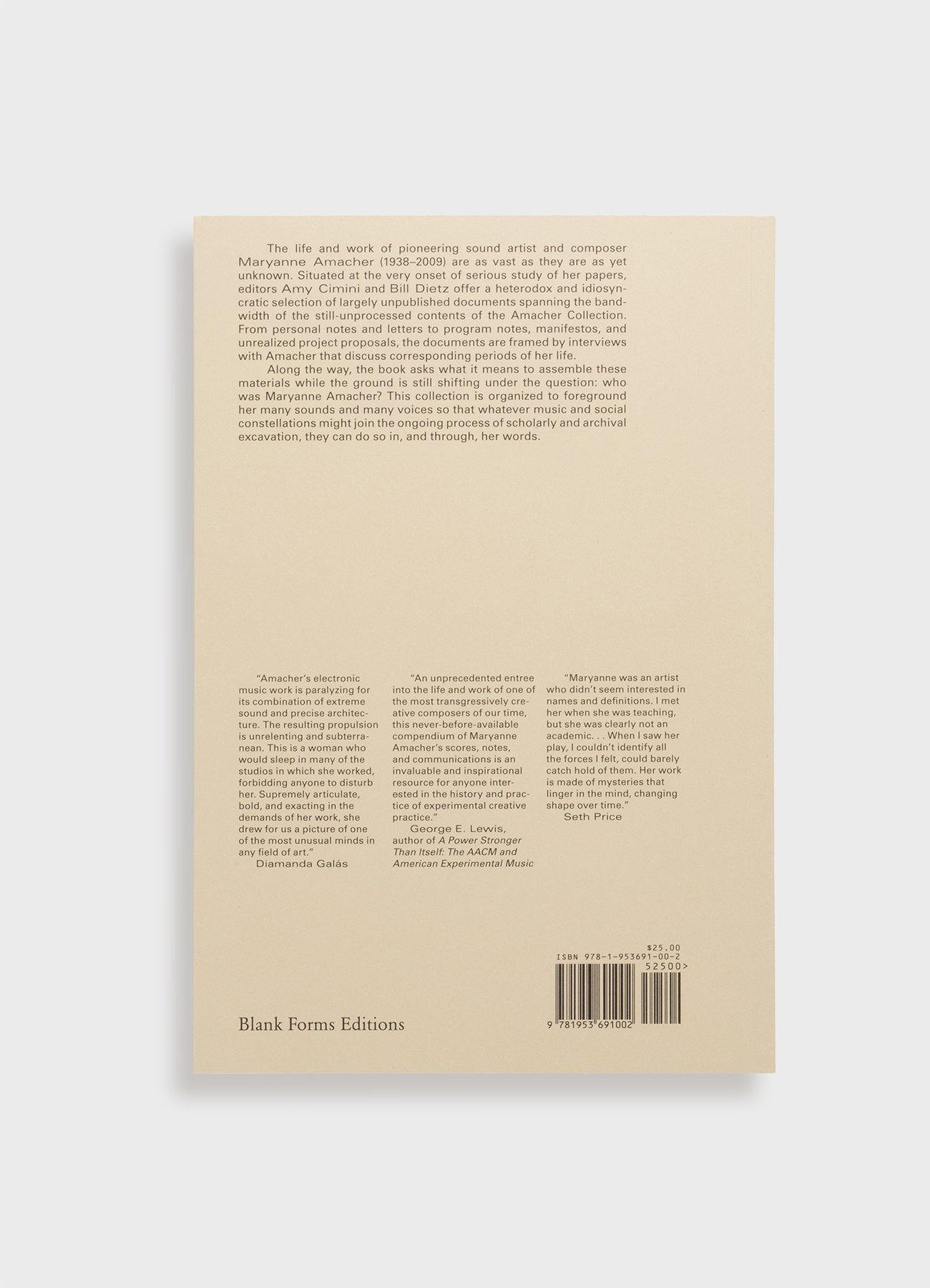 Maryanne Amacher: Selected Writings and Interviews – Mast Books